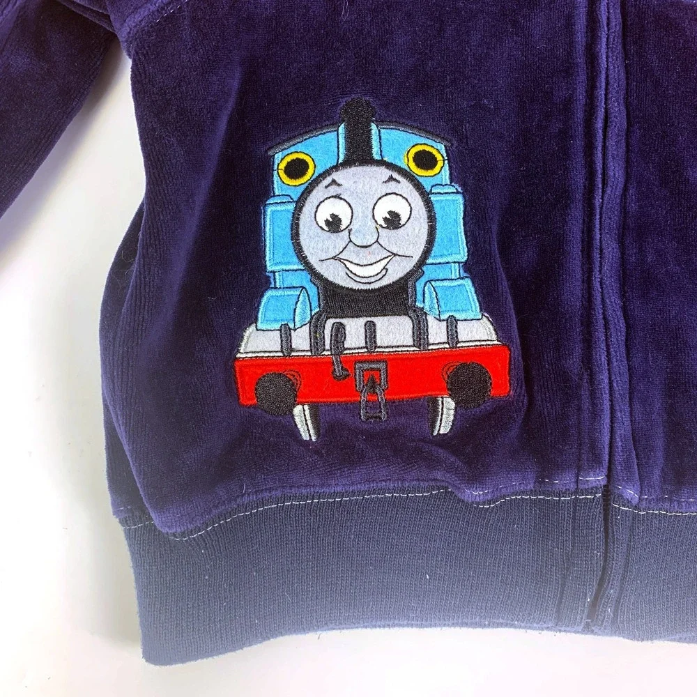 VTG Thomas the Tank Engine Velour‎ Track Jacket Sz 2T Blue Red 01 Train